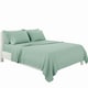 image 1 of Plain Poly Cotton Easy Care Fitted Flat Sheet Matching Pillowcases Set | Green | King