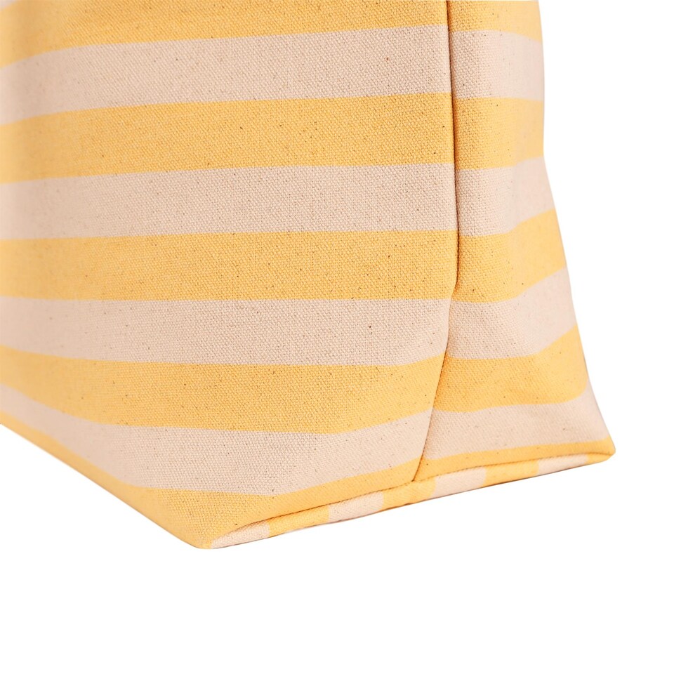 image 1 of Nicola Spring Large Striped Canvas Tote Beach Bag - 55cm x 36cm - Honeycomb | Yellow | Honeycomb