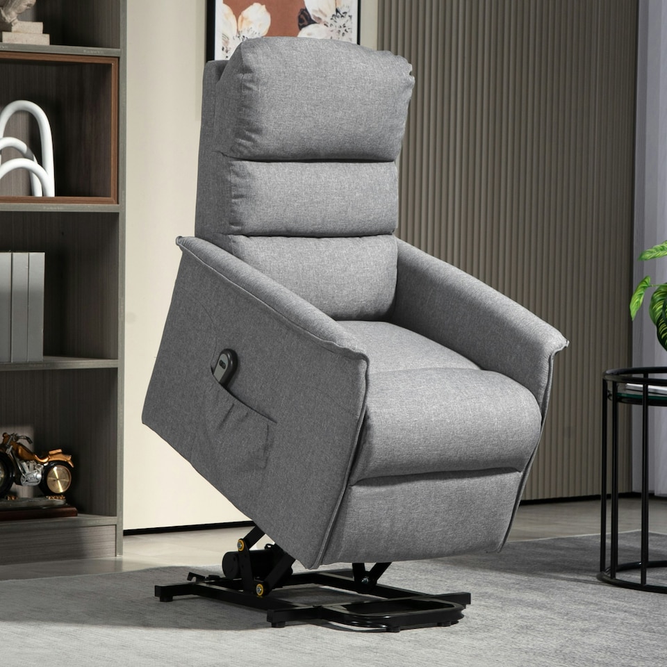 image 1 of HOMCOM Power Lift Recliner Electric Reclining Chair with Remote Grey Grey