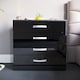 image 2 of Vida Designs Hulio 4 Drawer Chest of Drawers High Gloss Bedroom Storage, Black
