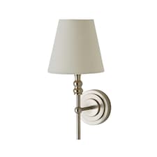 ValueLights Maggie Linen Shade Chrome Candlestick Wall Light | Chrome