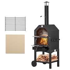 Outsunny Charcoal Tall Ovan Pizza Maker BBQ Grill Outdoor Picnic  Thermometer