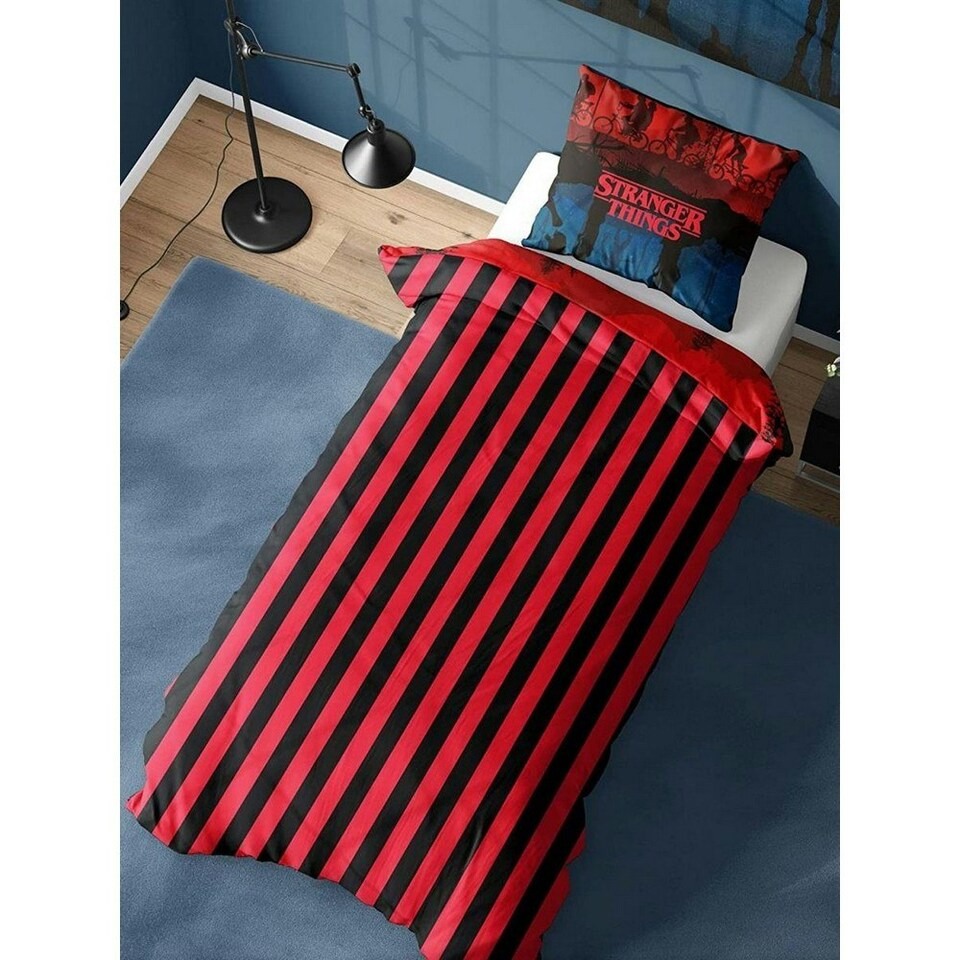 image 1 of Stranger Things The Upside Down Duvet Cover Set - Black/Red/Blue - Single Black | Single