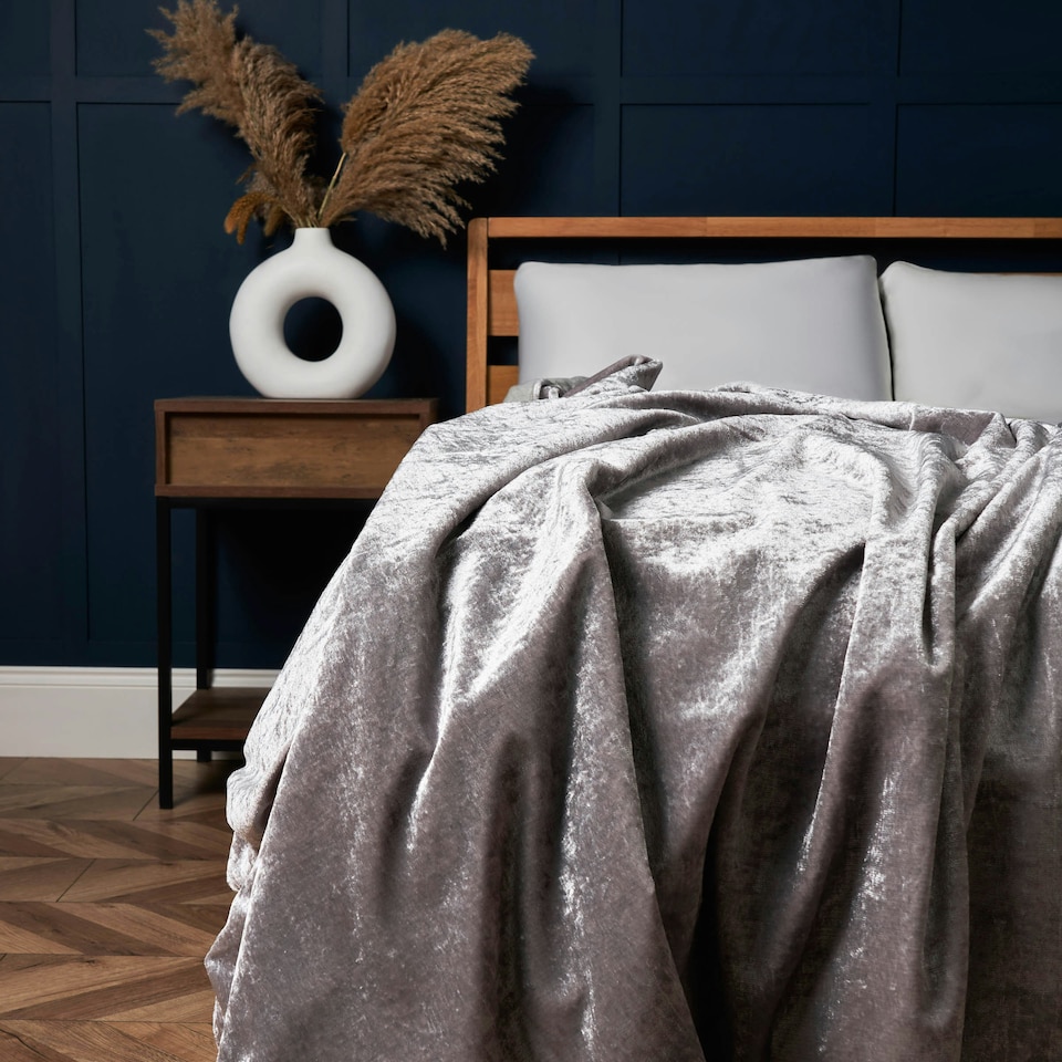 image 1 of BHS Crushed Velvet Throw, Silver Grey | Silver
