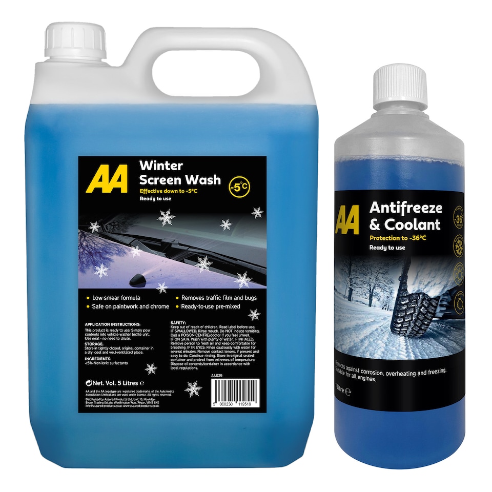 AA Antifreeze & Coolant 1 Litre -36°C with 5L Winter Screenwash