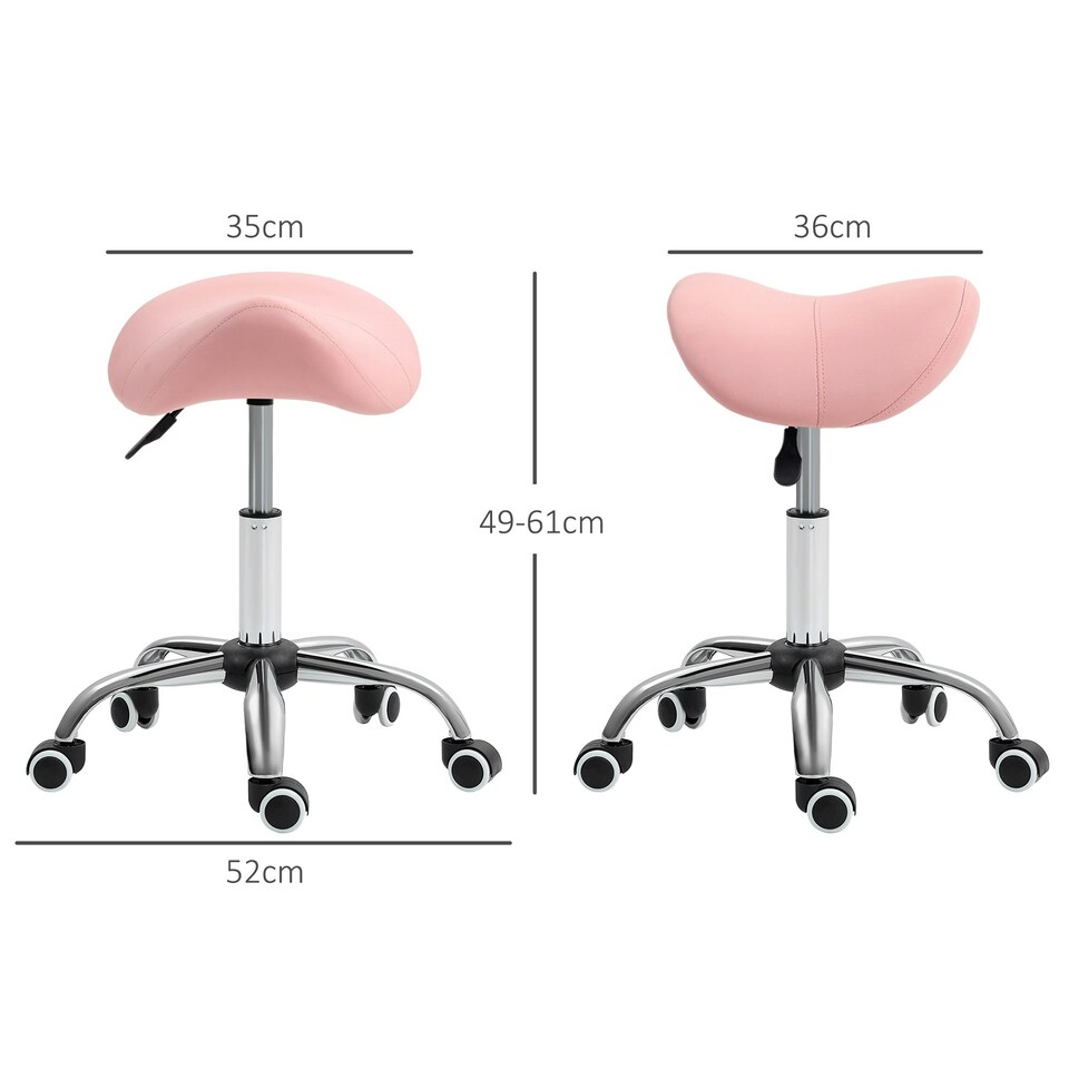 image 1 of HOMCOM PU Leather Saddle Stool w/ Moulded Padded Seat Adjustable Height Pink