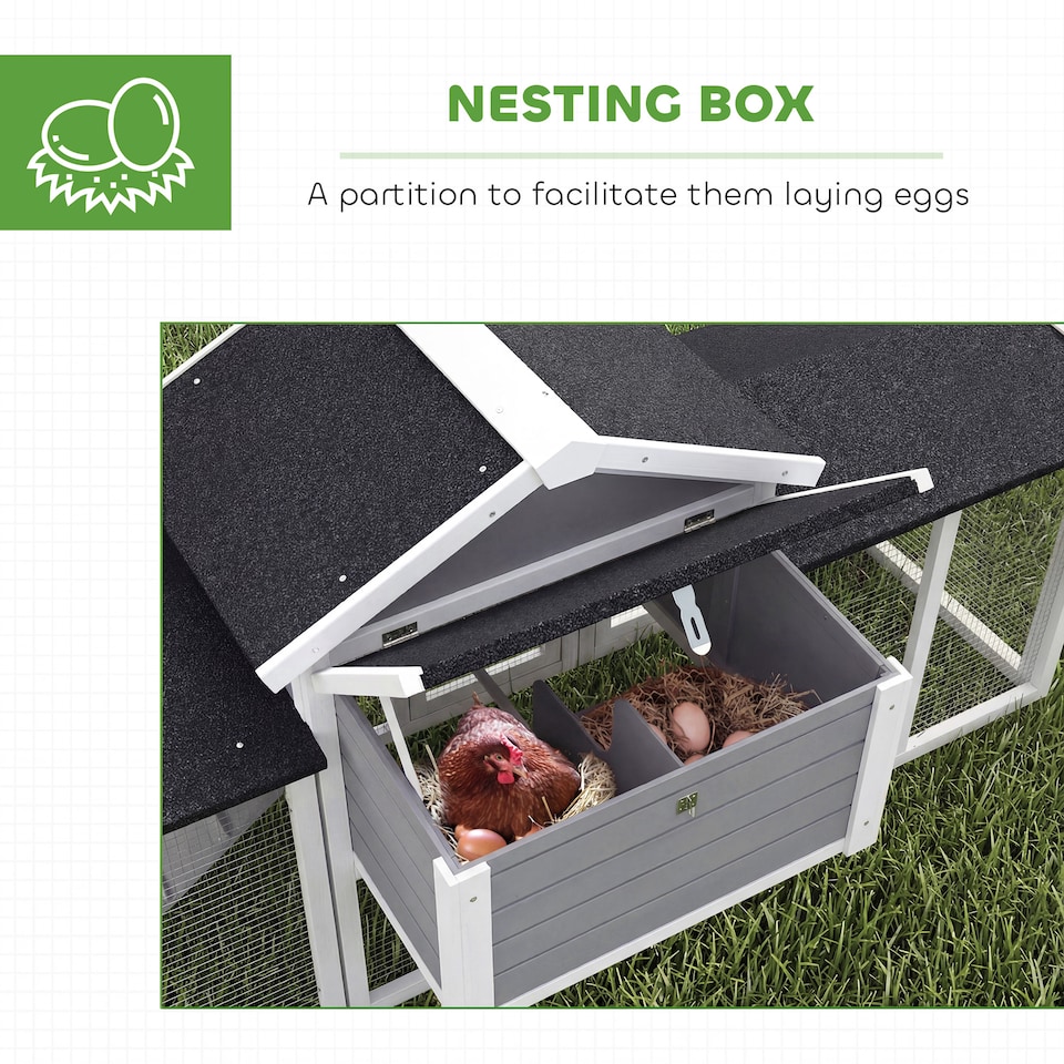 image 1 of Pawhut Wooden Large Outdoor Chicken Coop Hen House with Nesting Box Run
