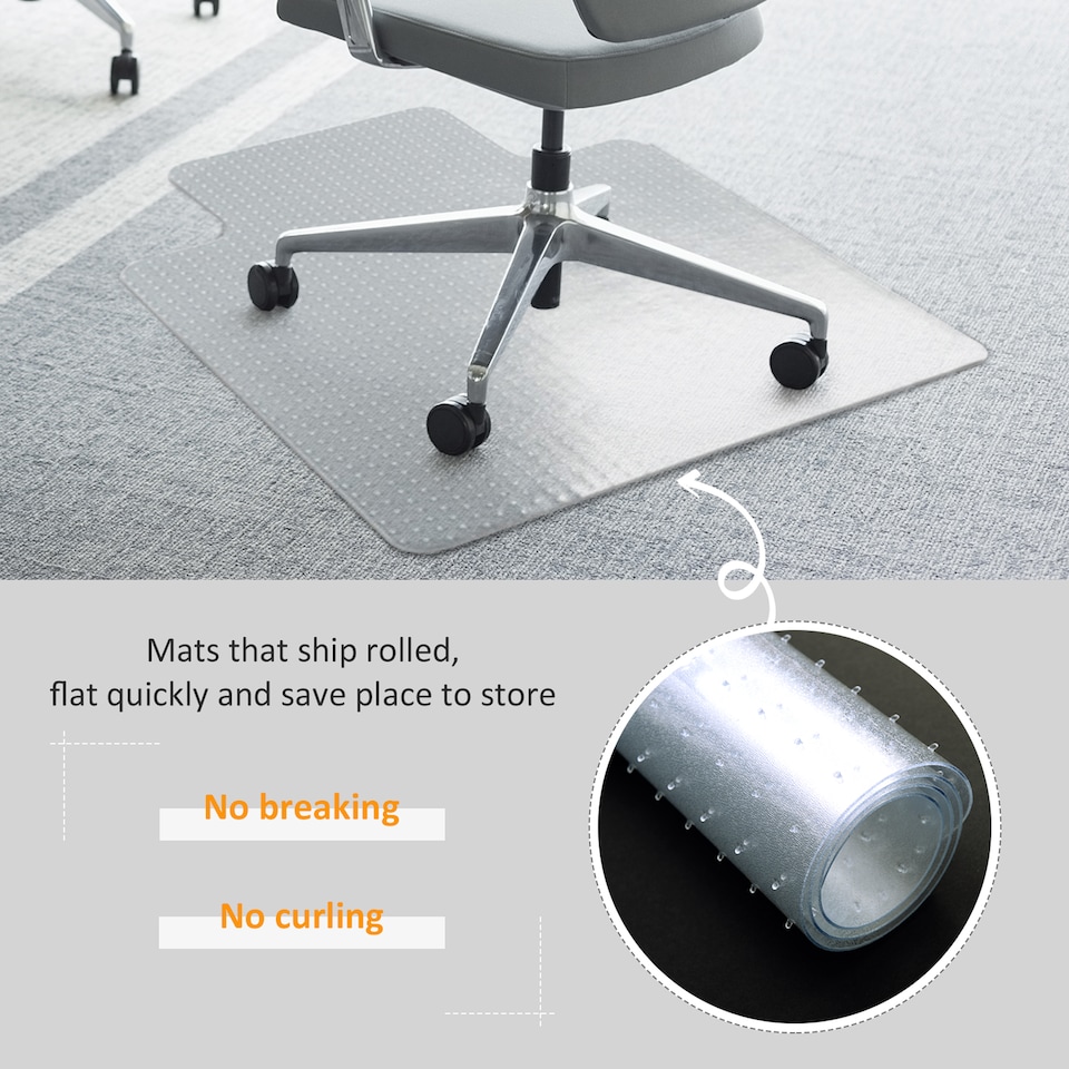 image 1 of HOMCOM Office Carpet Protector Chair Mat Spike Non Slip Studs Frosted | White