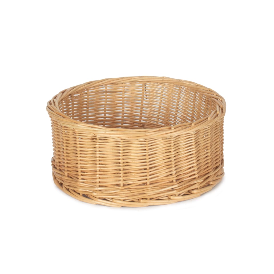 image 1 of Extra Large Round Straight-Sided Wicker Tray | Brown | Brown | Large
