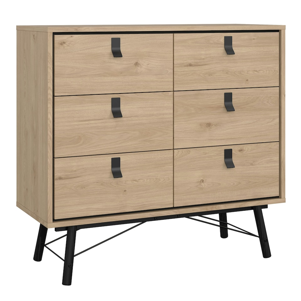 image 1 of Ry Small Double Chest of Drawers 6 Drawers in Jackson Hickory Oak