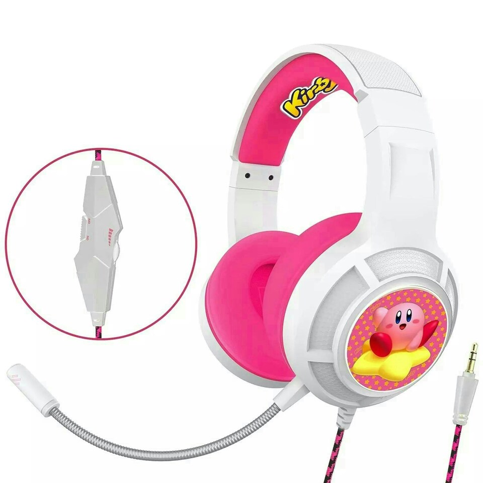 OTL Kirby Kid's Wired Gaming Headphones with Detachable Microphone White