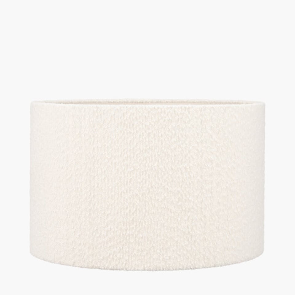 image 1 of White Boucle Cylinder Lampshade | White | White | 1