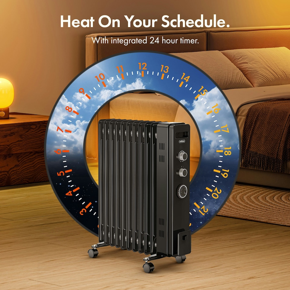 image 1 of VonHaus Oil Filled Radiator 11 Fin Portable Electric Heater
