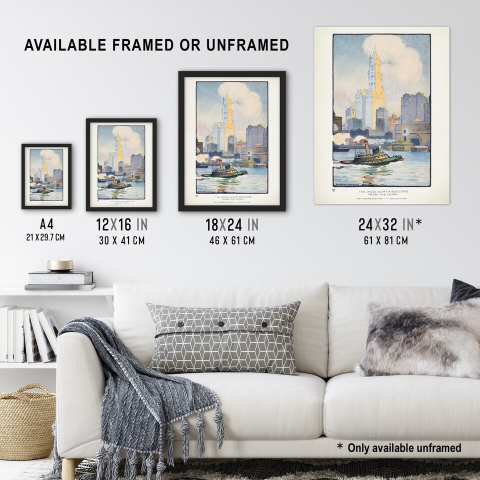 image 1 of The Woolworth Building from the Ferry Elmer Huge Wall Art Poster Print 24X32"