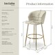 image 6 of Bar Stool Luana - with backrest, velvet look and padded - Set of 2 Cream | Gold