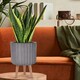 image 9 of Modern Ribbed Taupe Cylinder Planter on Legs, Round Pot Plant Stand Indoor D24 H32 cm, 7.6 ltrs Cap.