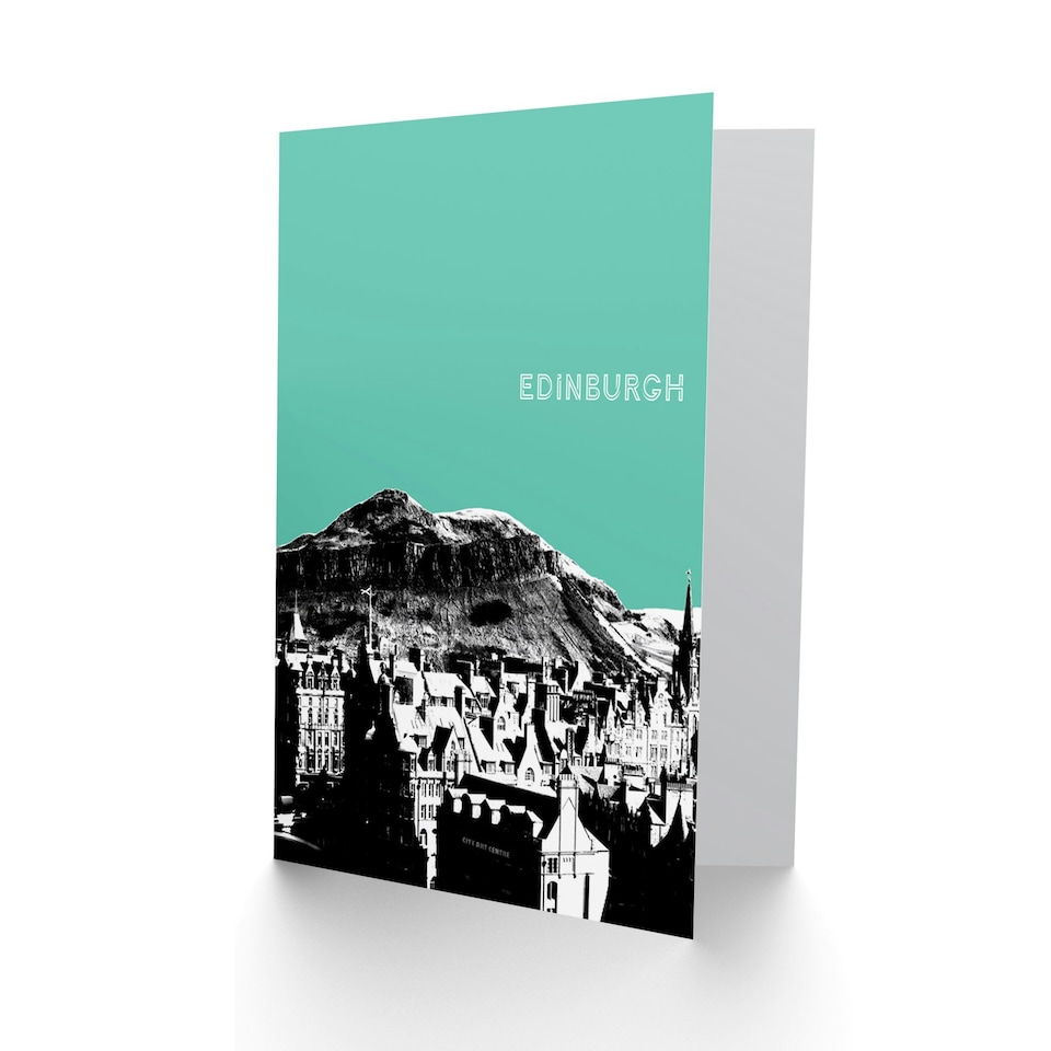 image 1 of Arthur's Seat Edinburgh Teal Scottish Scotland Card