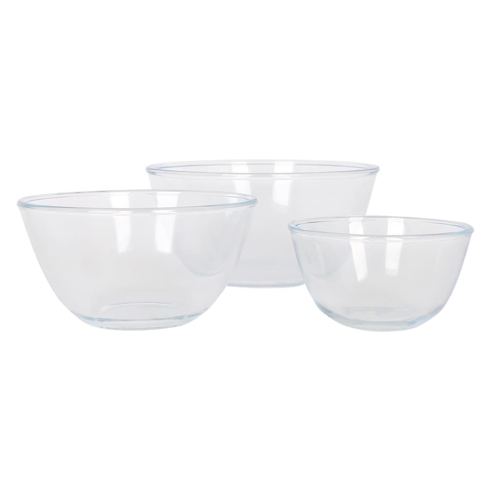 image 1 of Harbour Housewares Glass Mixing Bowl Set - 3 Sizes