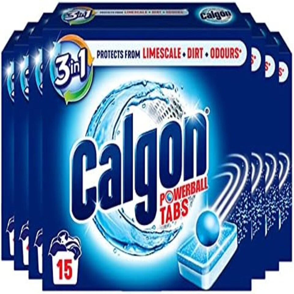 Calgon Tablets Water Softener Powerball 3-in-1, 15 Tablets, Multipack of 7