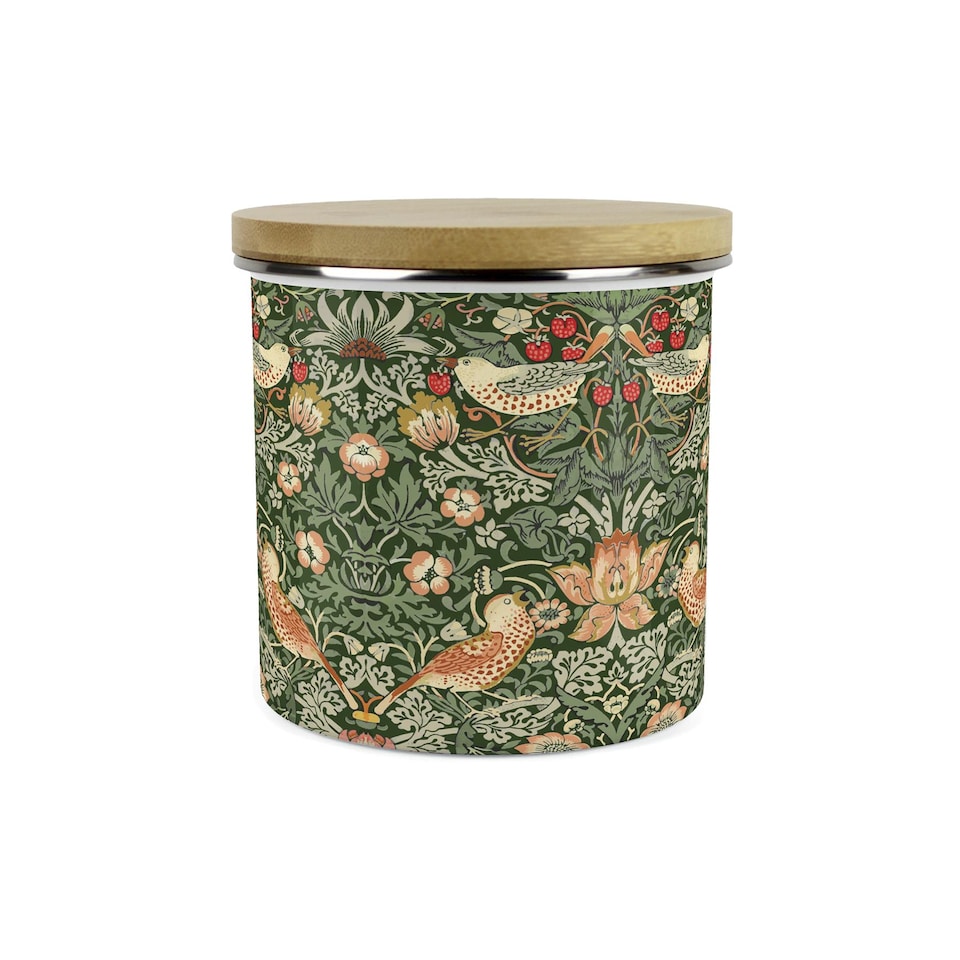 image 1 of Green Strawberry Thief Large Peppermint Tea Canister