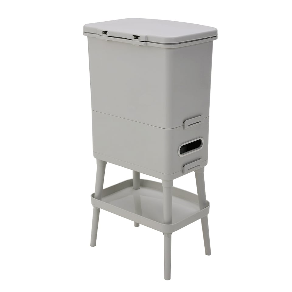 image 1 of Living and Home 30L 2-Tier Dry Wet Separation Trash Bin | Grey