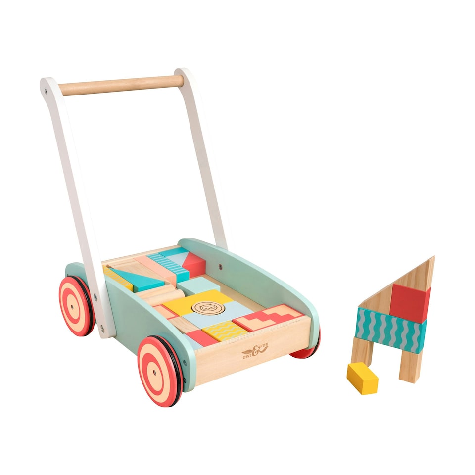 image 1 of Owl & Fox Wooden Baby Walker and Blocks - FSC® certified