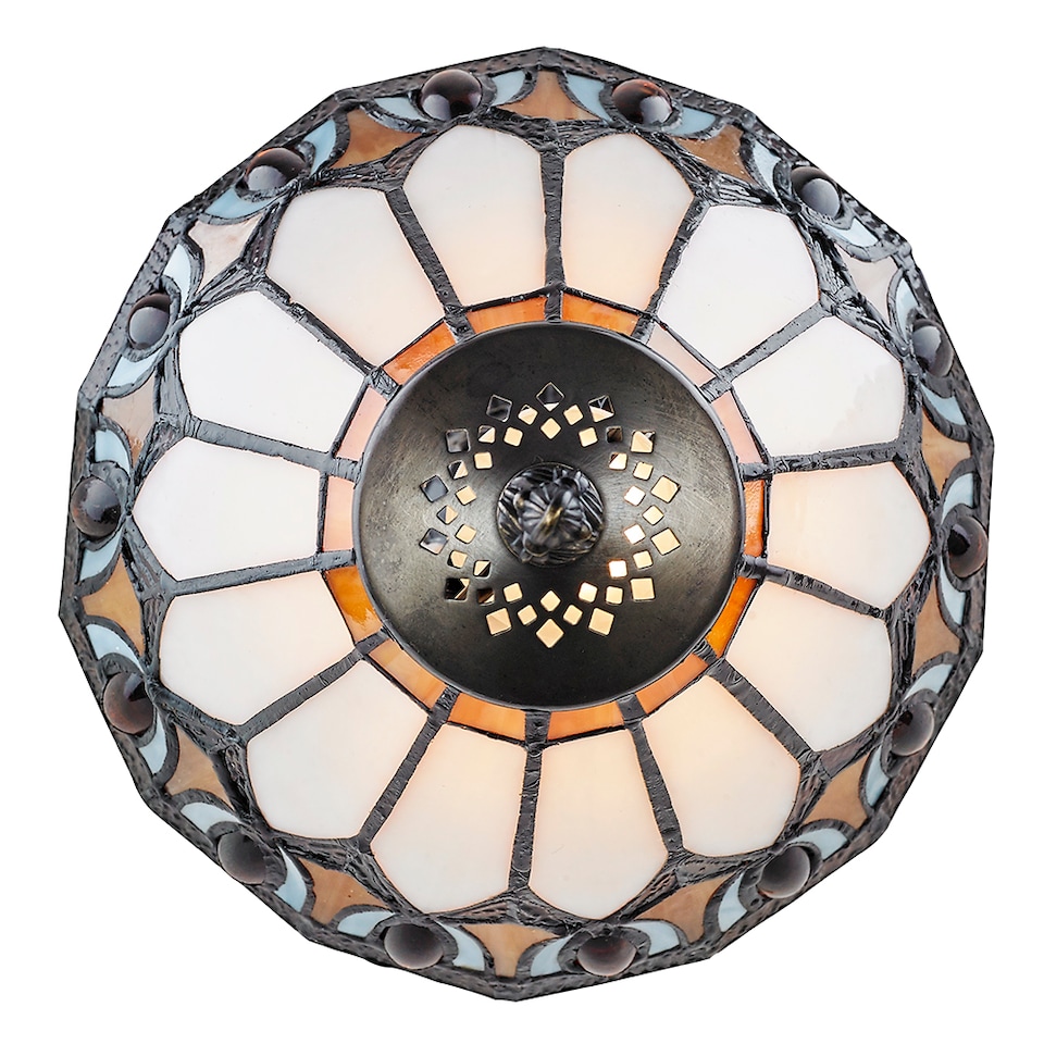 image 1 of Art Denergy savingTiffany Glass Table Lamp with Amber Shade | Orange