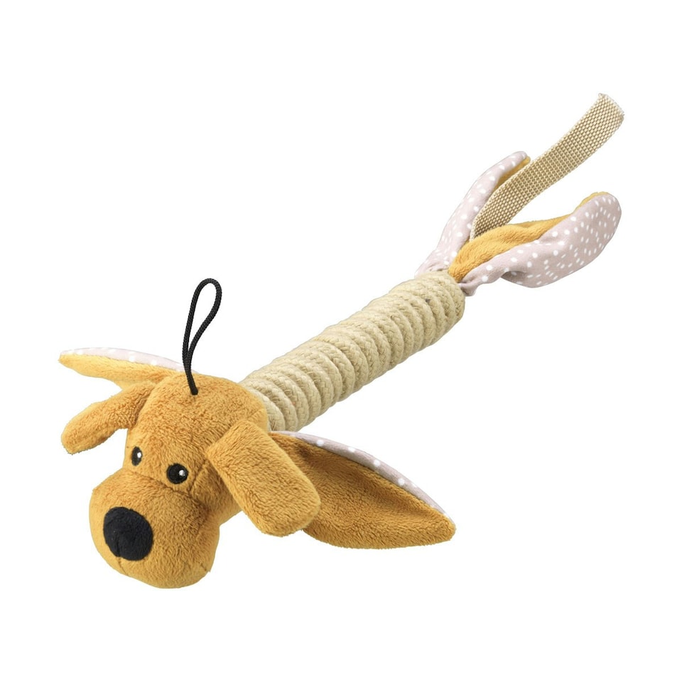 House Of Paws Dog Head Rope Stick Dog Toy - Beige - One Size