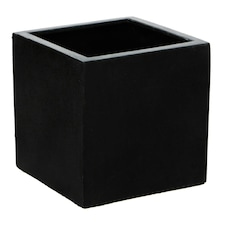 Primrose Black Medium Polystone Cube Planter with Drainage Hole and Bung 30cm