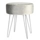image 1 of Harbour Housewares Velvet Footstool - Round Modern Dressing Table Footstool Vanity Seat Chairs - 40 x 35cm - Grey/Silver | Grey | Grey/Silver | Pack of 1 | 1