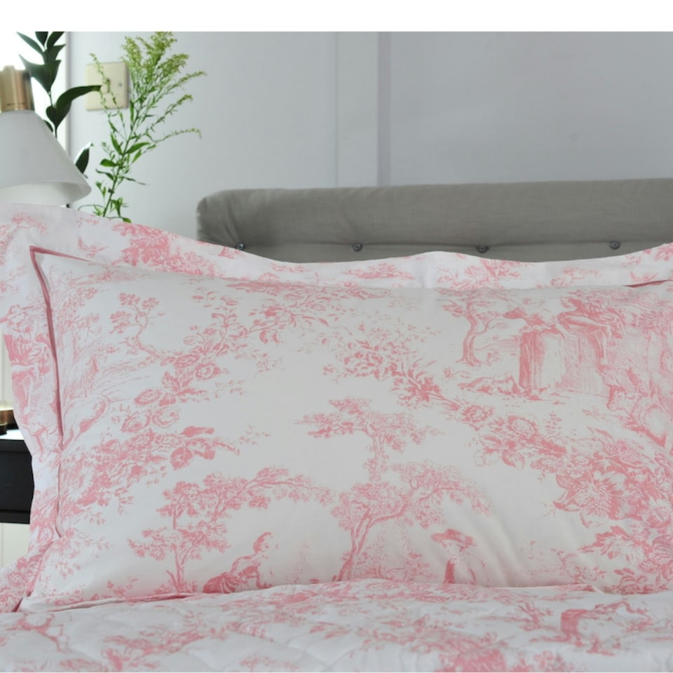 image 1 of Toile De Jouy 200 Thread Count 100% Cotton Oxford Pillowcase Pair Blue | Blue