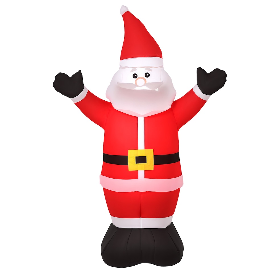 image 1 of HOMCOM 4ft Inflatable Christmas Santa Claus Xmas Decoration 1 LED Holiday Air Blown Yard Outdoor Decor