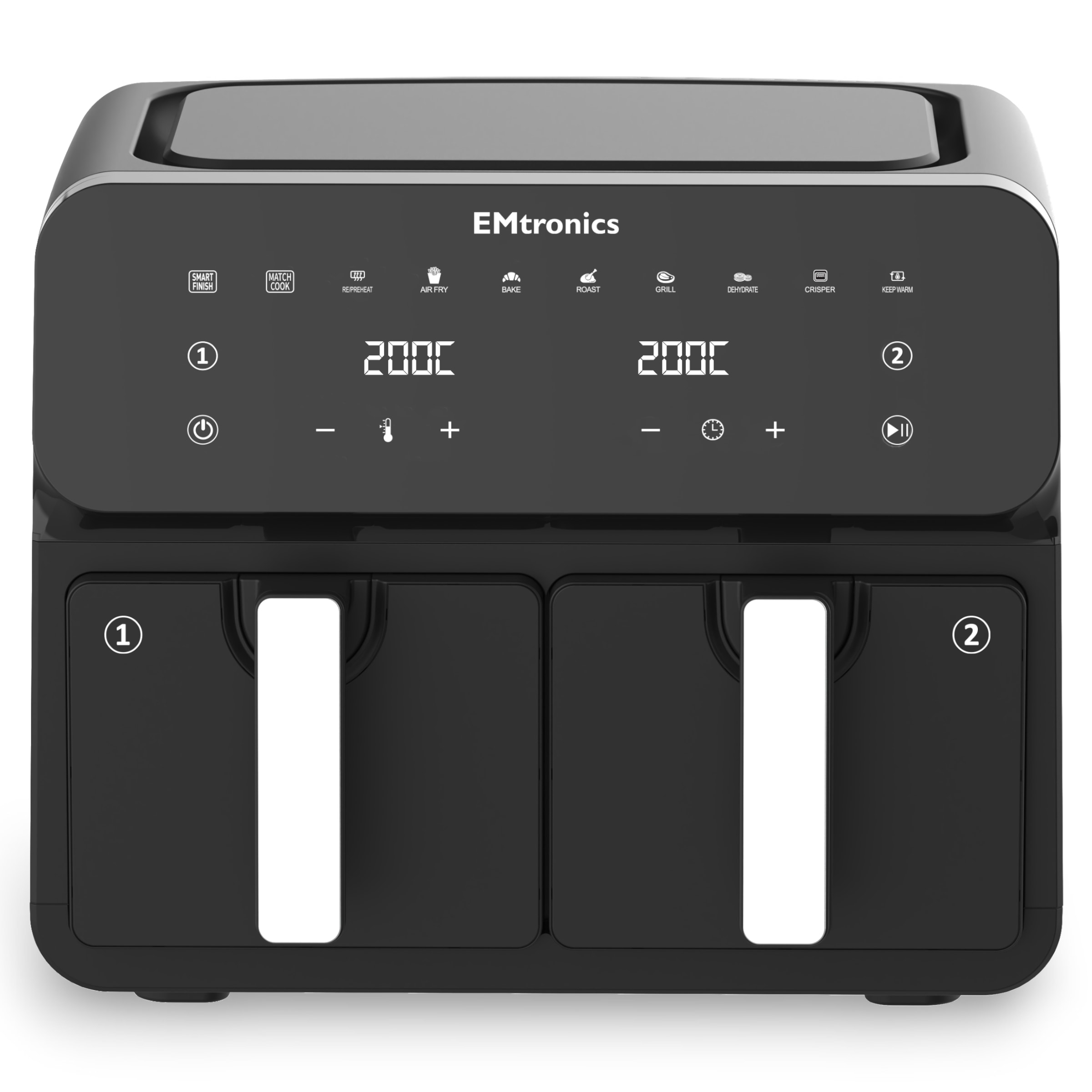 EMtronics 8L Double Basket Air Fryer - Black