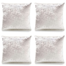 Plain Crushed Velvet 45cm x 45cm Cream Cushion Set of 4 | Cream | 45cm x 45cm x 10cm | 4