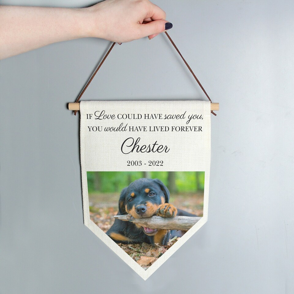 image 1 of Personalised Photo Upload Pet Memorial Hanging Banner