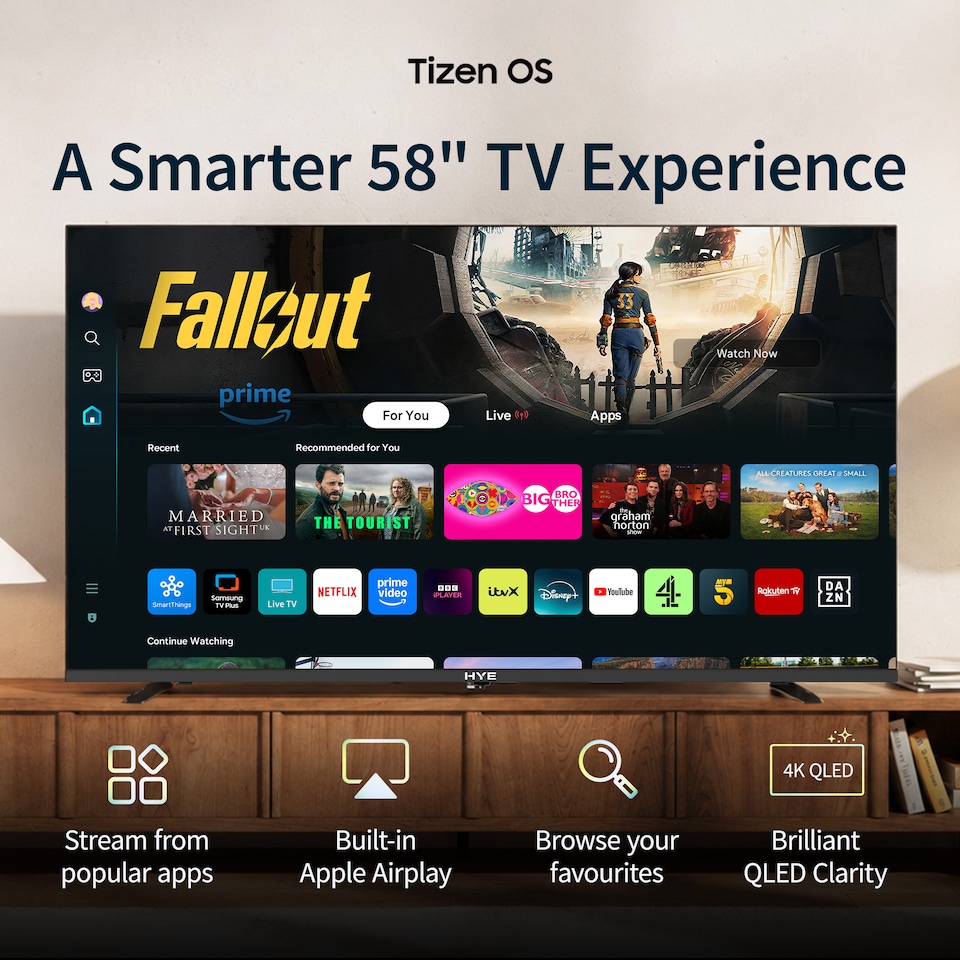 image 1 of HYE 58" Inch 4K QLED Tizen OS WiFi Frameless Smart TV - 58QLEDS2048