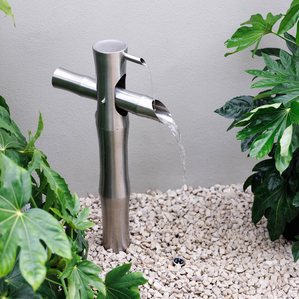 image 1 of Primrose Oriental Style Bamboo Cane Sozu Metal Outdoor Water Feature 94cm