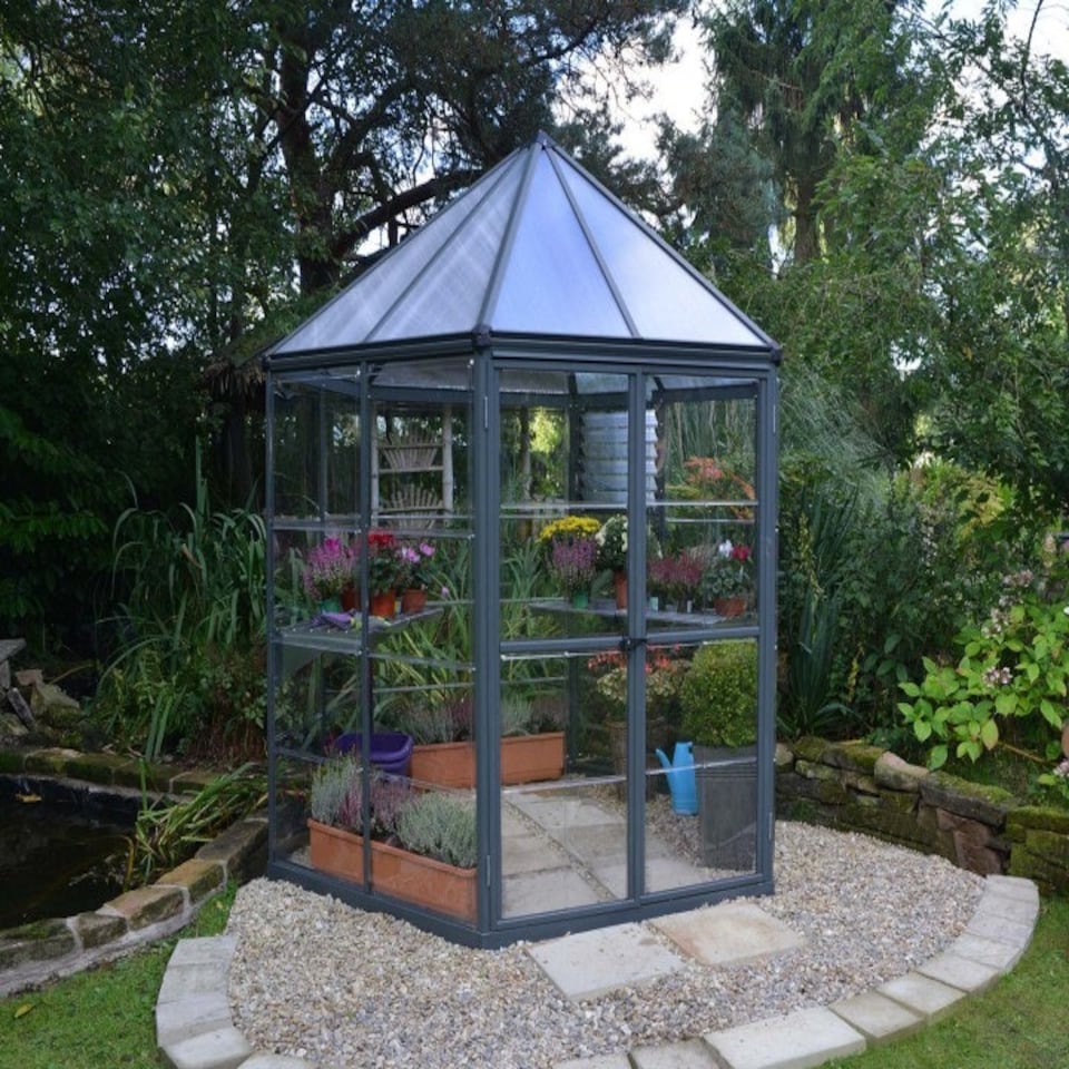 image 1 of Greenhouse Oasis Hexagonal 8 Feet - Polycarbonate - L247.11 x W213.2 x H266.83 cm - Grey