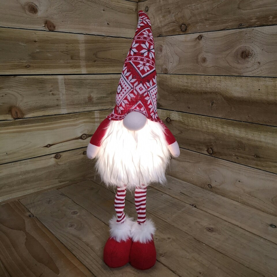 image 1 of 66cm Tall Christmas Gnome Gonk Nordic Decoration Red Patterned Hat Standing