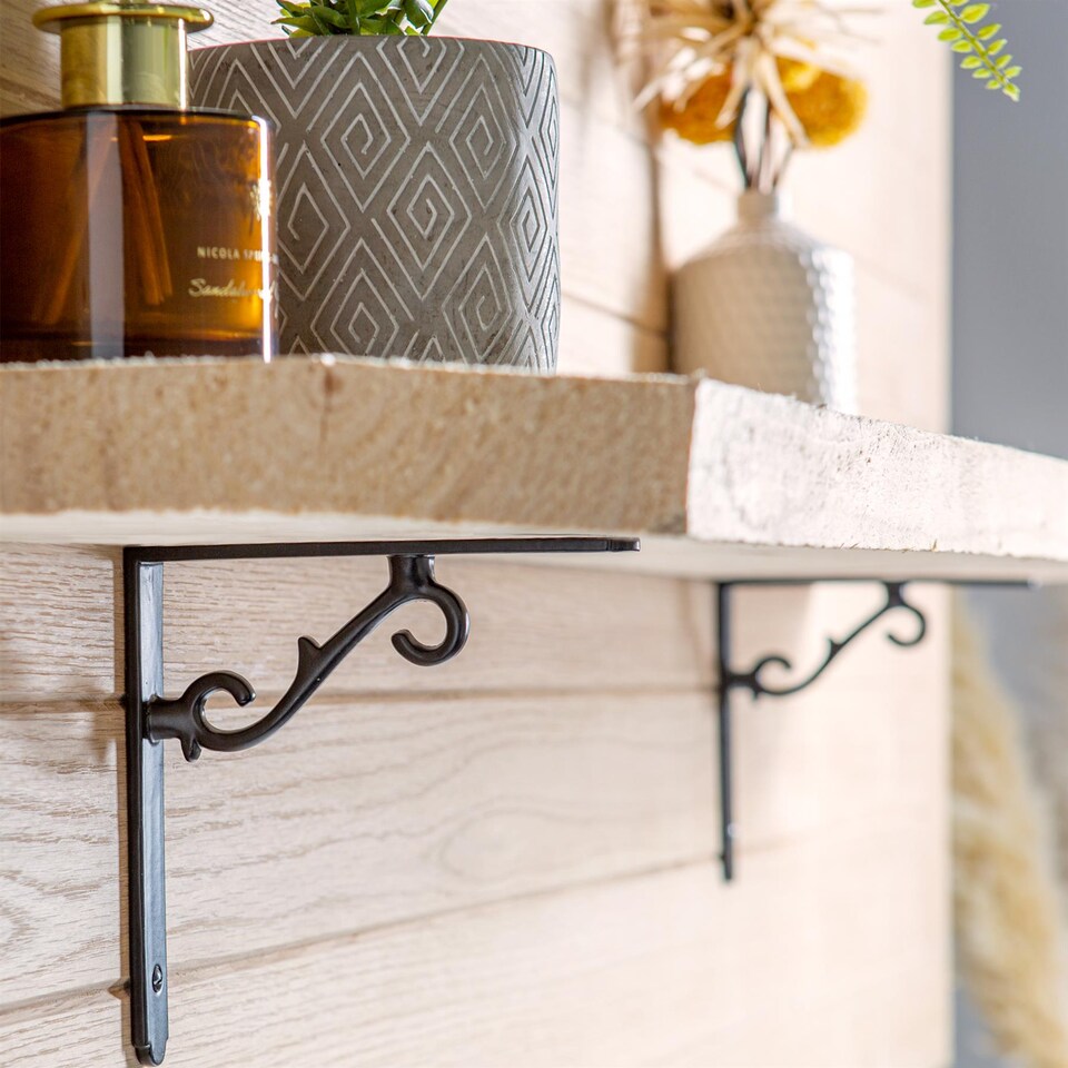 image 1 of Hammer & Tongs Scroll Iron Shelf Bracket - D155mm - Raw