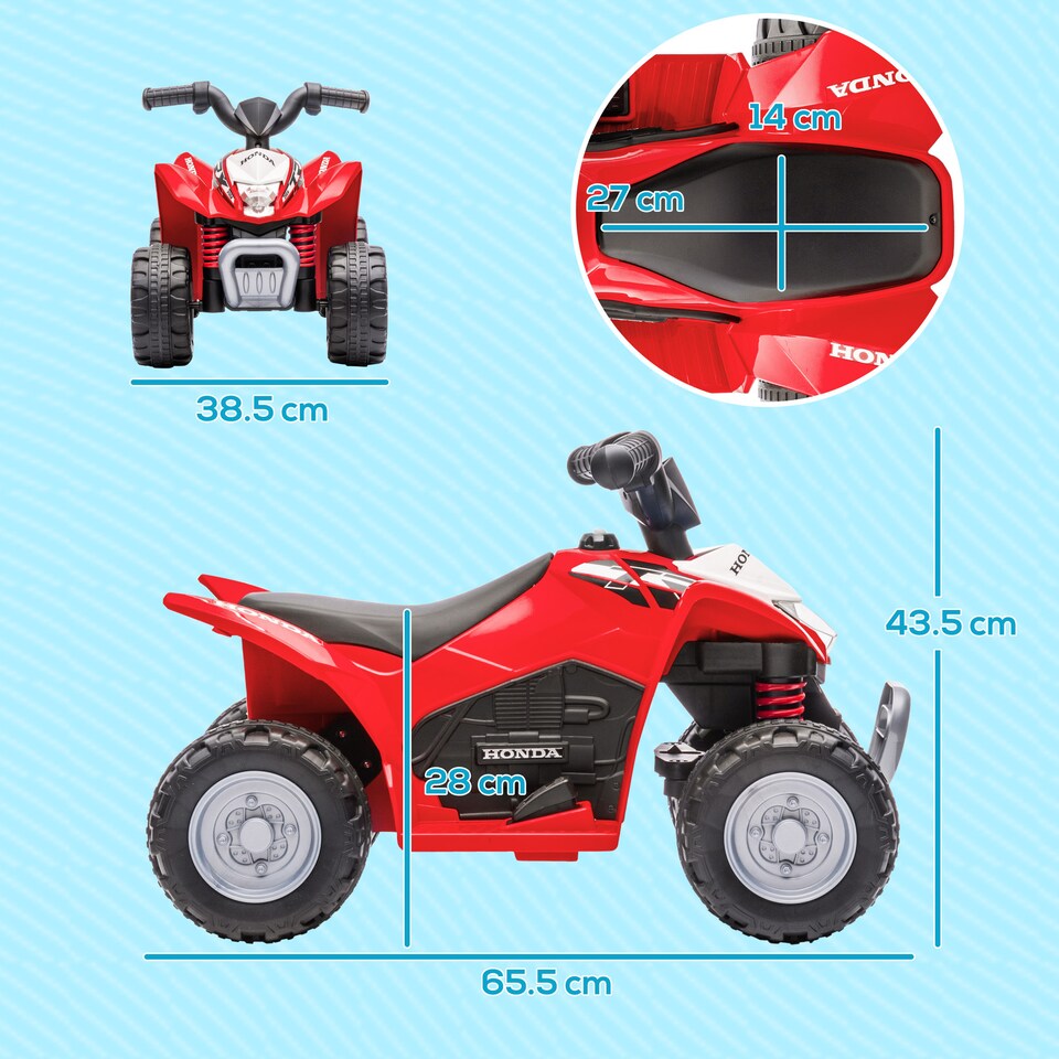 image 1 of AIYAPLAY Honda Licensed Kids Electric Quad Bike 6V ATV for 1.5-3 Years, Red