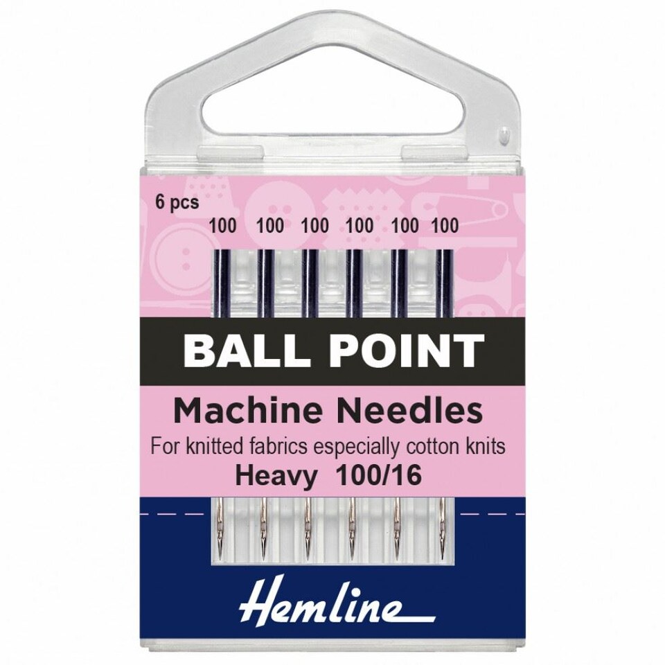 Hemline Ball Point Sewing Machine Needles 100/16 for Dressmaking - per pack of 5
