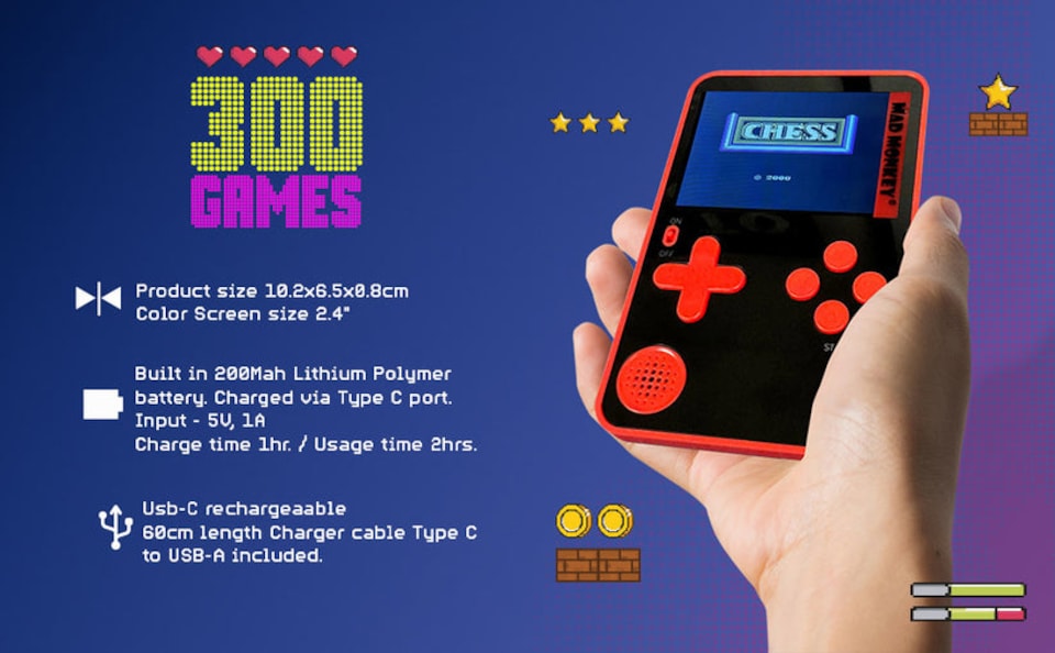 image 1 of Mad Monkey - Retro Slim Console - incl. 300x 8-Bit Games