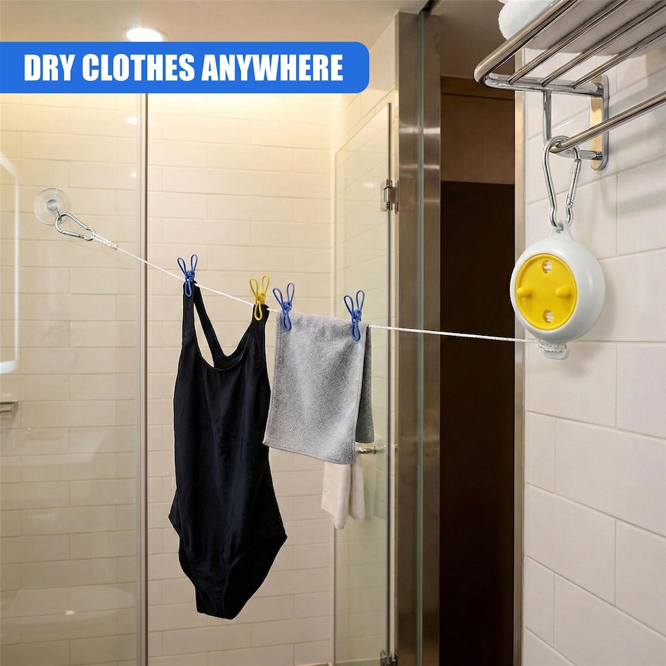 image 1 of GEEZY Portable Washing Line Travel Laundry Rope White