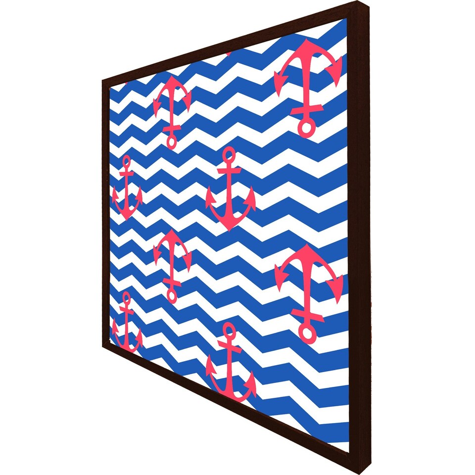 image 1 of Anchors on zig zag stripes (Picture Frame) Brown | M