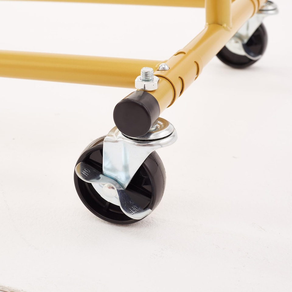 image 1 of House of Home Heavy Duty Gold Clothes Rail Adjustable Width Height with Shelf on Wheels