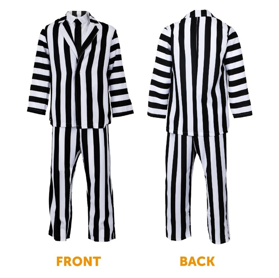 image 1 of Striped Ghost Costume | Black | M