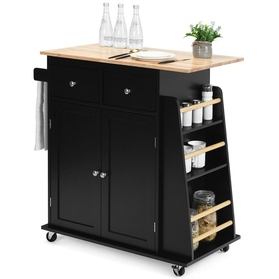image 1 of COSTWAY Kitchen Island Rolling Storage Cabinet Trolley Cart