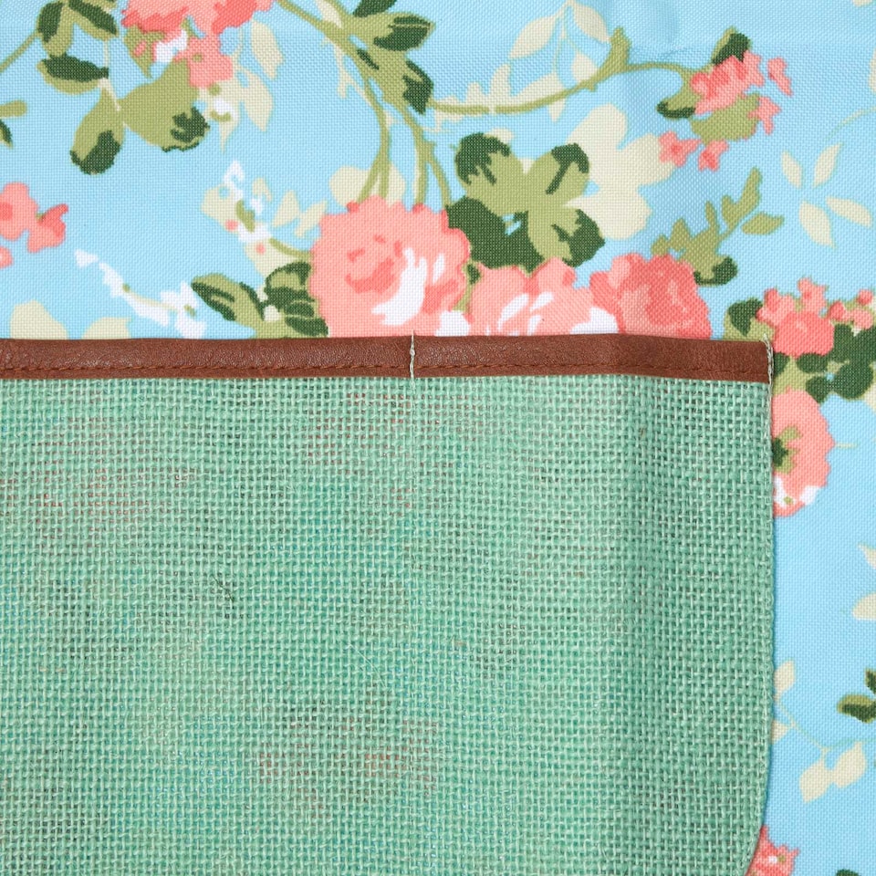 image 1 of Homescapes Blue and Pink Gardening Apron with Floral Rose Design