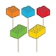 image 1 of Building Blocks Cupcake Food Pick Toppers - Pack of 10